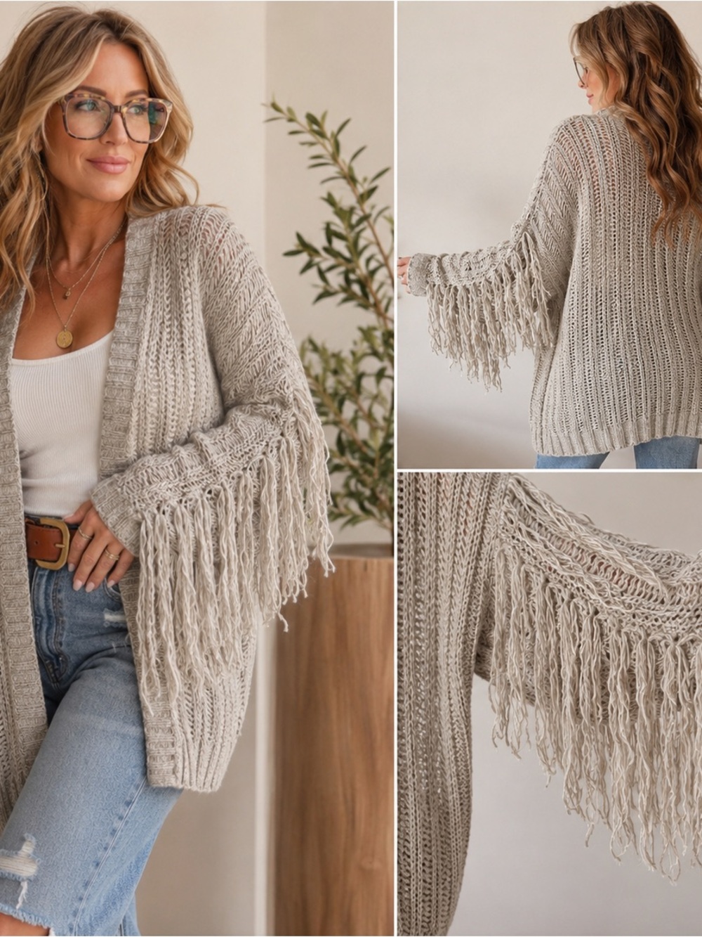 American Eagle Open Cardigan, festival, concert, Size M fringe sleeves # 54CL